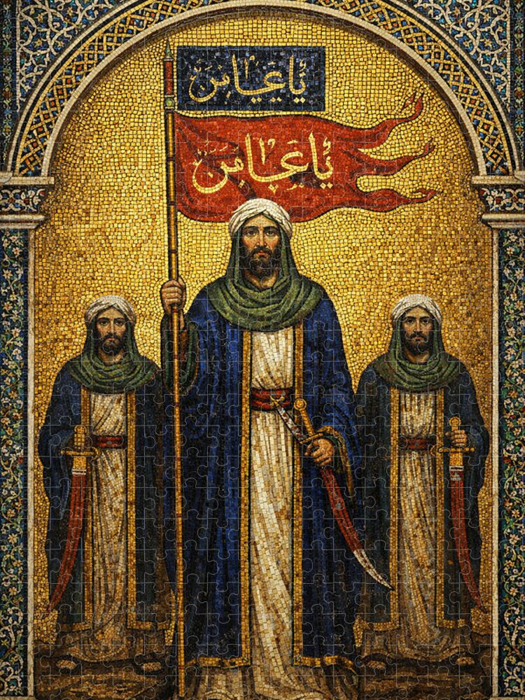 Abbas ibn Ali Golden Mosaic Icon of Karbala Jigsaw Puzzle