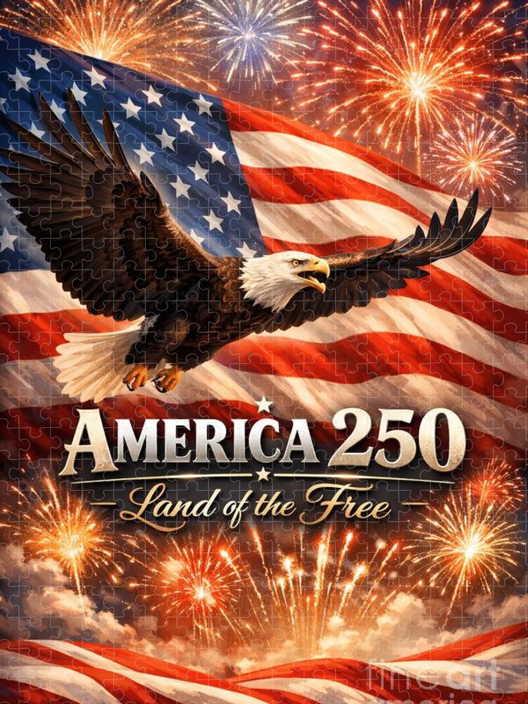 America 250 Land of the Free Patriotic Jigsaw Puzzle