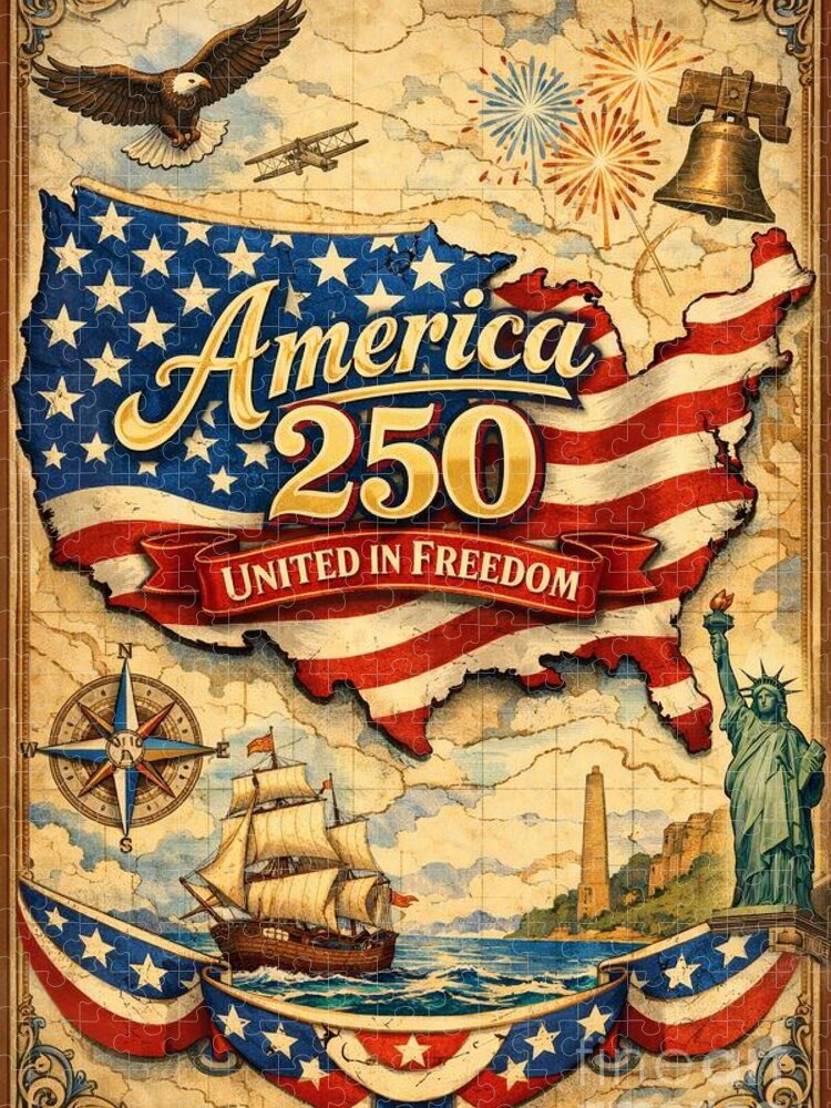 America 250 United in Freedom Jigsaw Puzzle: A Patriotic Journey
