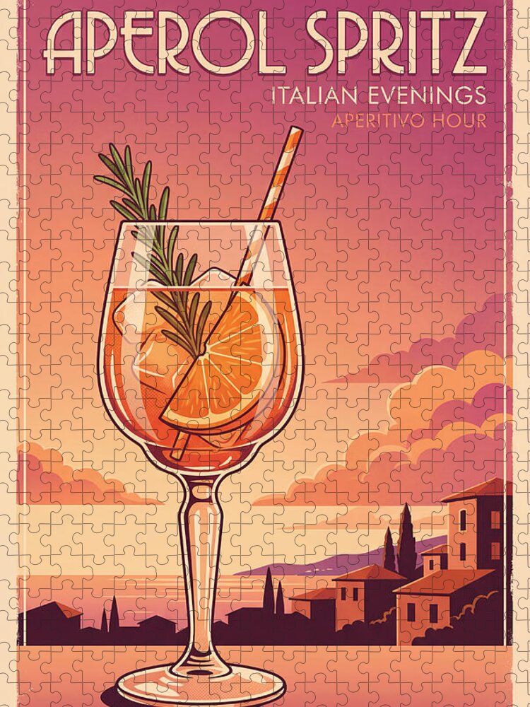 Aperol Spritz Sunset Jigsaw Puzzle: Italian Evening Vibes