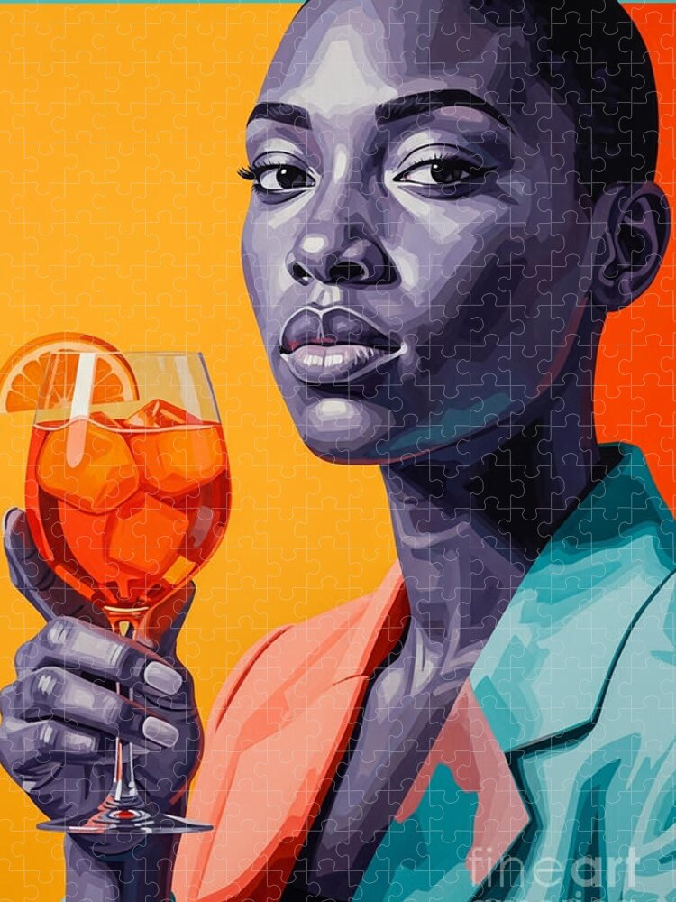 Aperol Spritz Cocktail Jigsaw Puzzle: Modern Art Elegance
