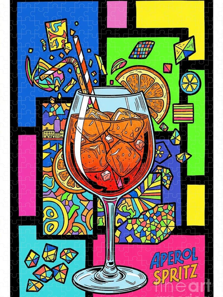Aperol Spritz Pop Art Jigsaw Puzzle: Vibrant Cocktail Vibes