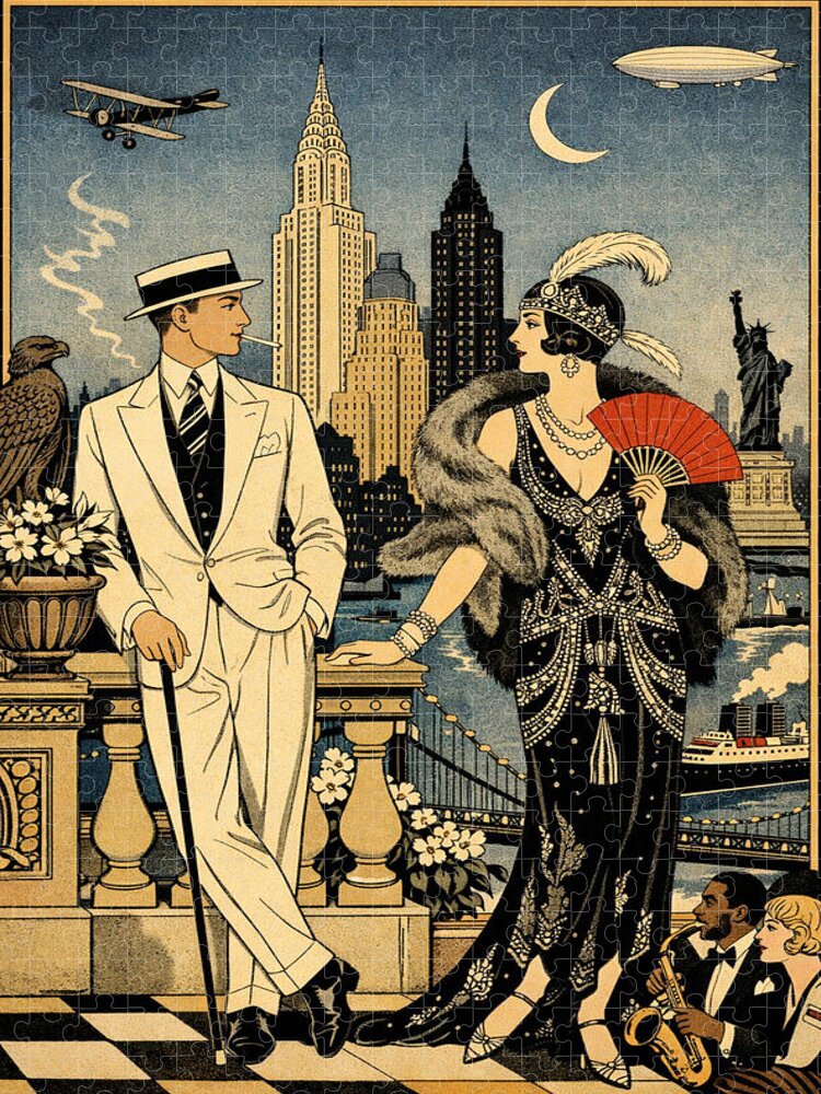 Art Deco Elegance in New York Jigsaw Puzzle: A Golden Age Scene
