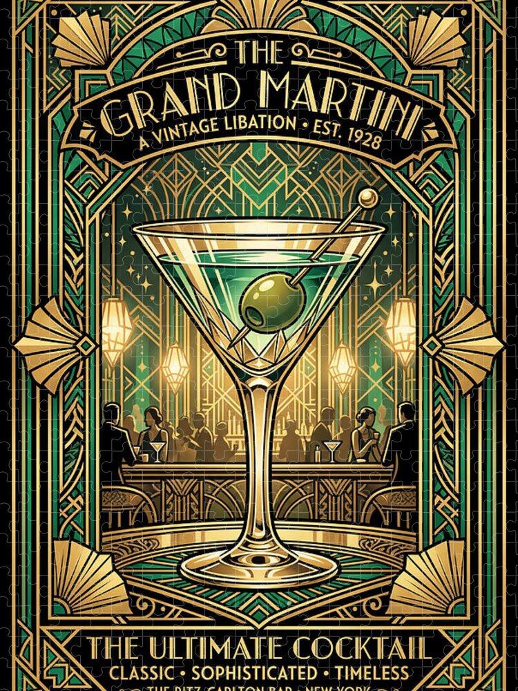 Art Deco Martini Jigsaw Puzzle: Vintage Cocktail Elegance
