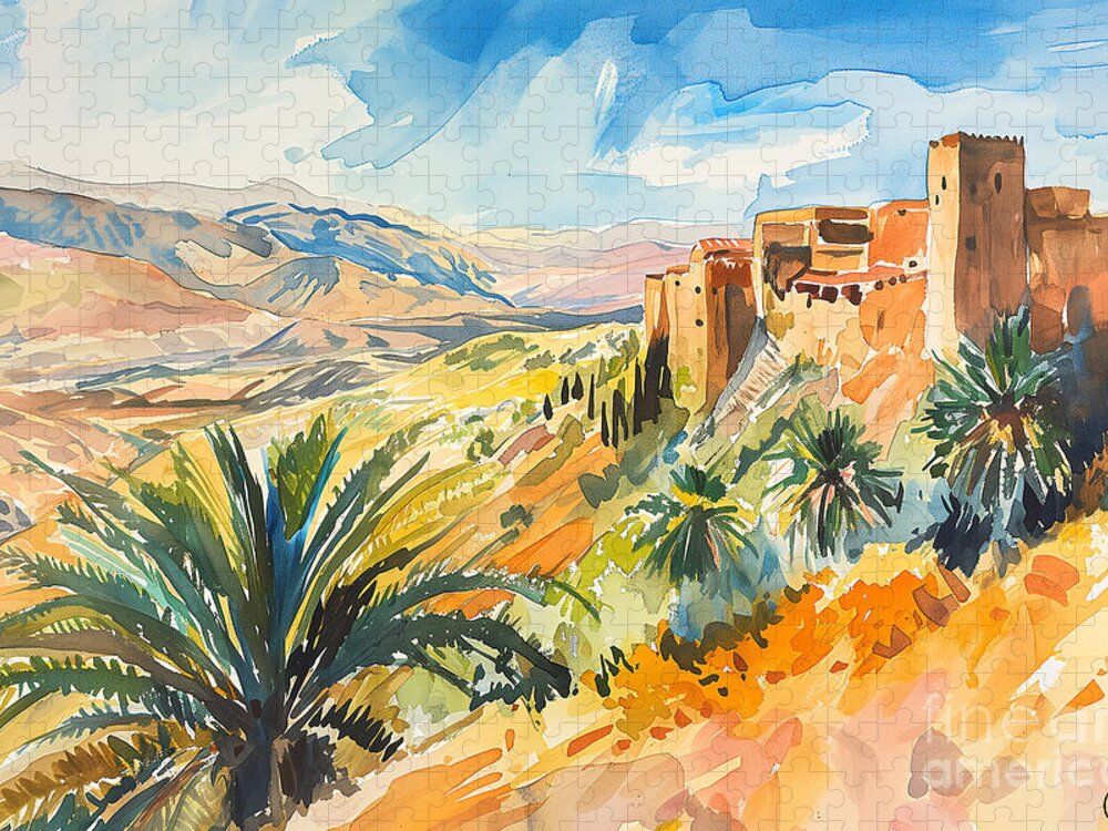 Moroccan High Peaks Jigsaw Puzzle: Vintage Travel Illustration