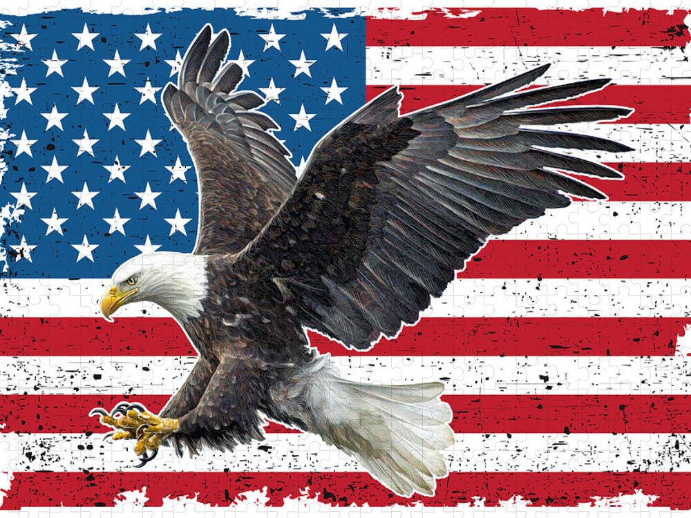 Bald Eagle American Flag Jigsaw Puzzle: Patriotic Spirit