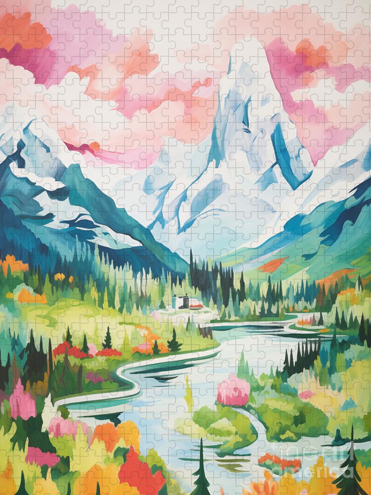 Banff in Autumn Jigsaw Puzzle: Tranquil Mountain Landscape