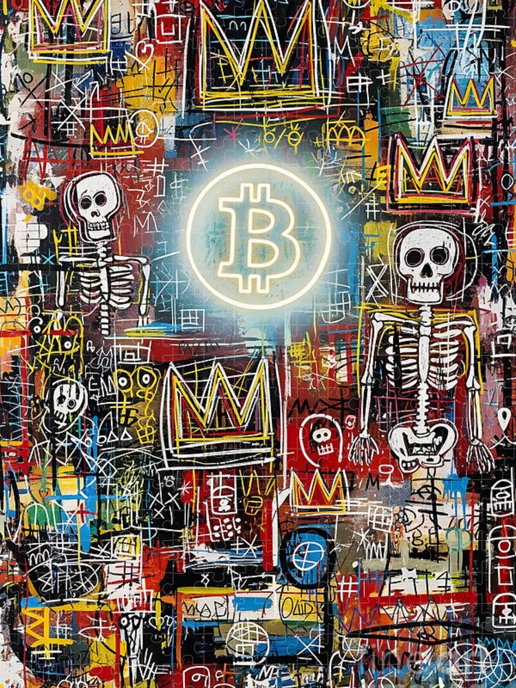 Basquiat Bitcoin Style Jigsaw Puzzle: Vibrant Urban Artwork