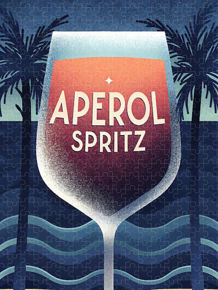 Beach Night Aperol Spritz Jigsaw Puzzle: A Serene Coastal Scene