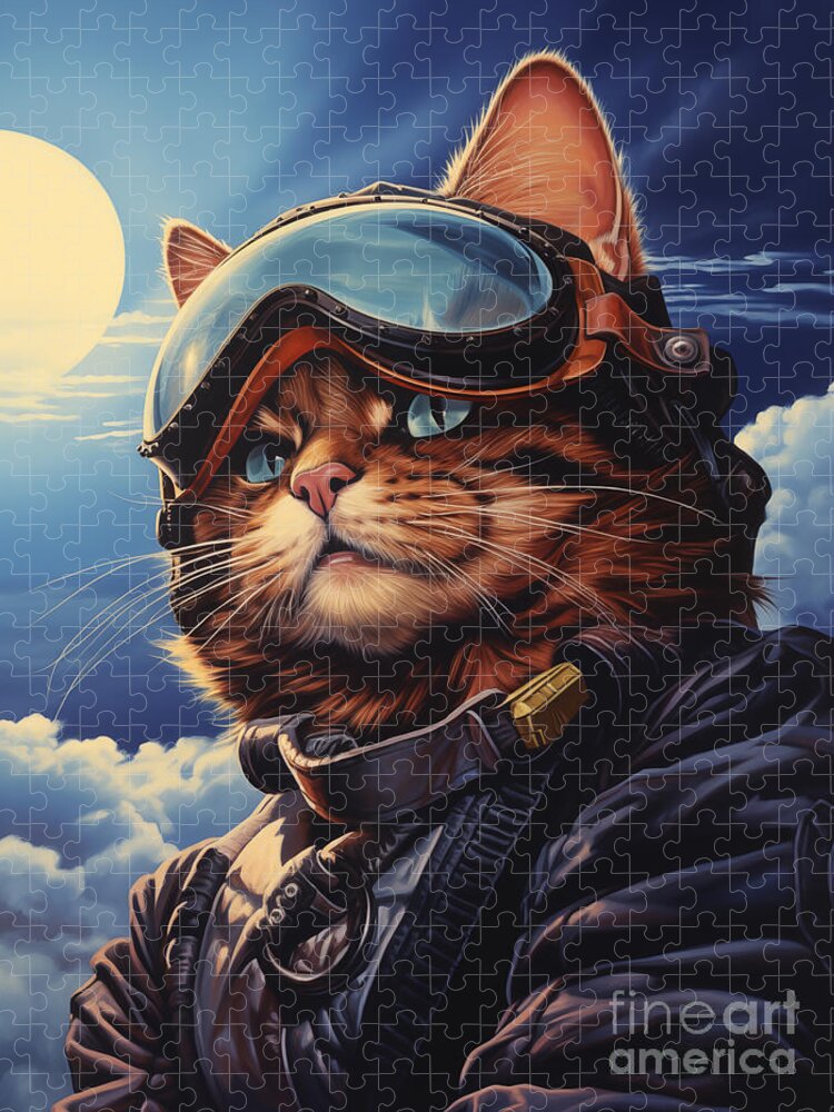 Biker Cat Jigsaw Puzzle: A Whimsical Ride Through the Skies