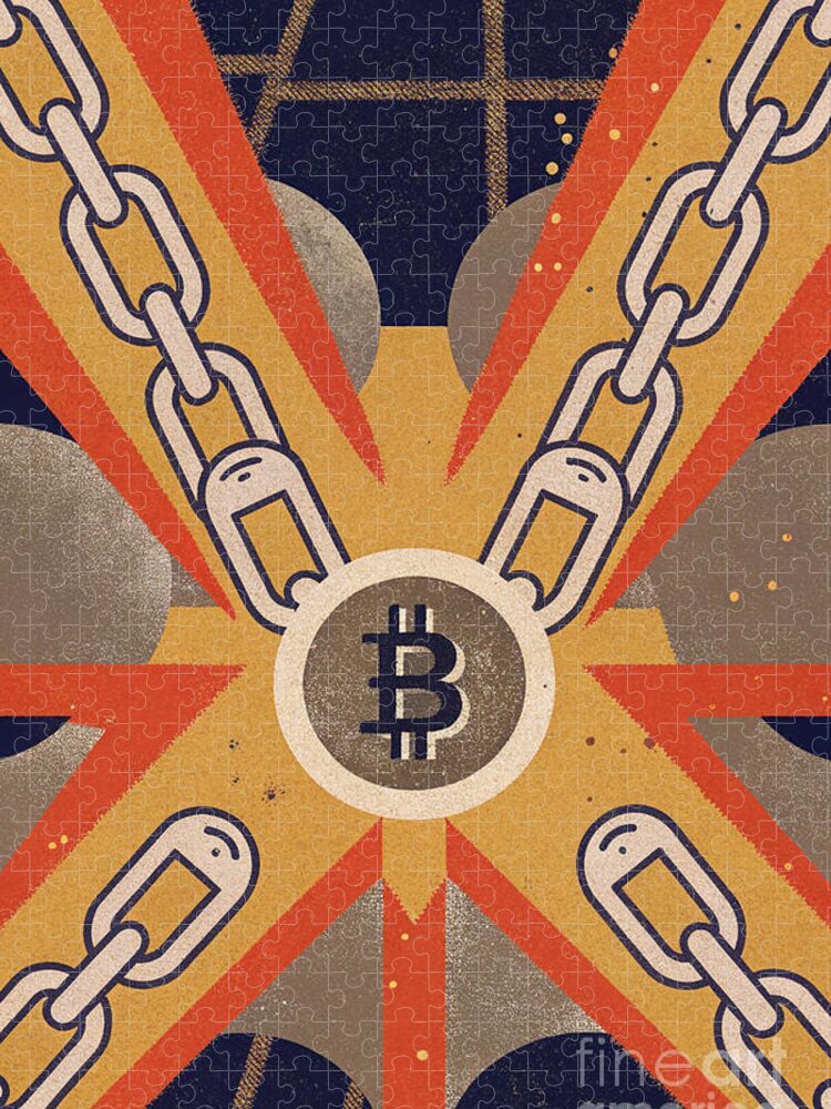 Bitcoin and Chains Risograph Jigsaw Puzzle: A Bold Statement