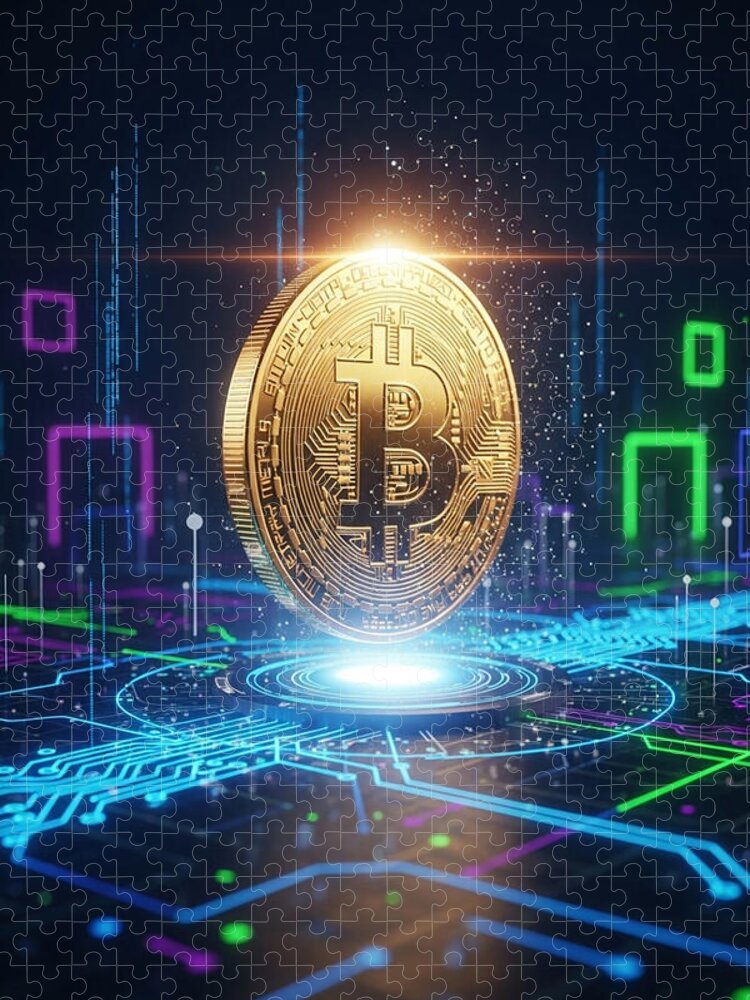 Bitcoin Digital Art Jigsaw Puzzle: Futuristic Crypto Challenge