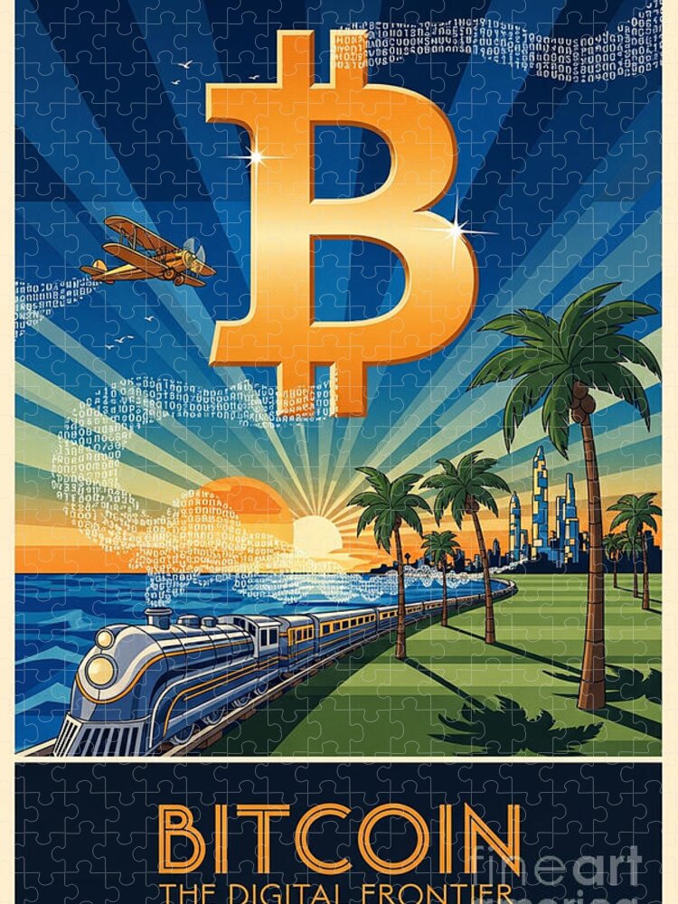 Bitcoin Digital Frontier Jigsaw Puzzle: A Retro Voyage
