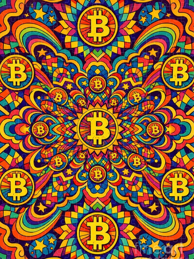 Bitcoin Psychedelic Fractal Synergy Jigsaw Puzzle