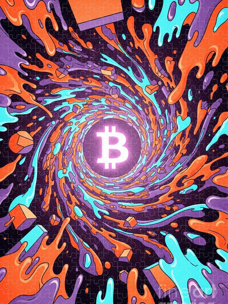 Bitcoin Psychedelic Swirl Vortex Jigsaw Puzzle
