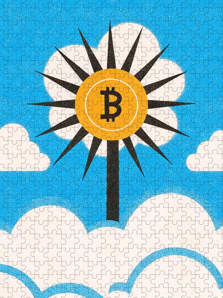 Bitcoin Rising Above the Clouds Jigsaw Puzzle