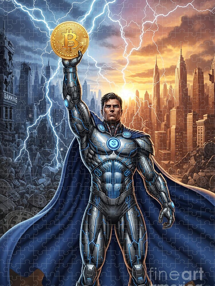 Bitcoin Superhero Jigsaw Puzzle: Futuristic Crypto Hero Adventure