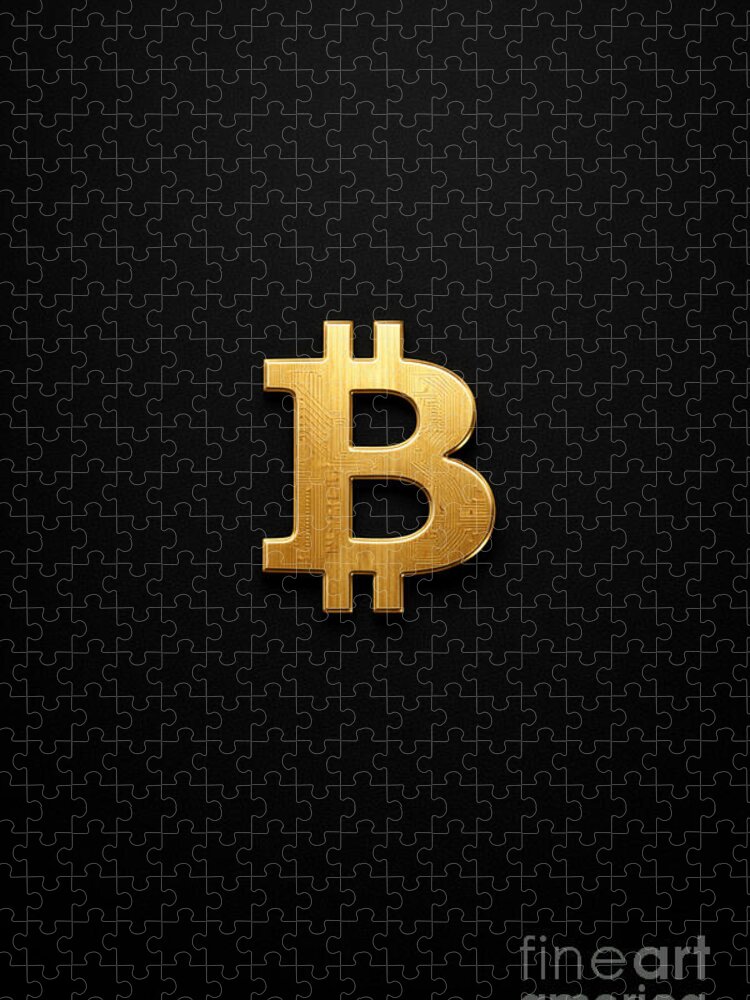 Bitcoin Symbol Jigsaw Puzzle: Golden Icon on Black