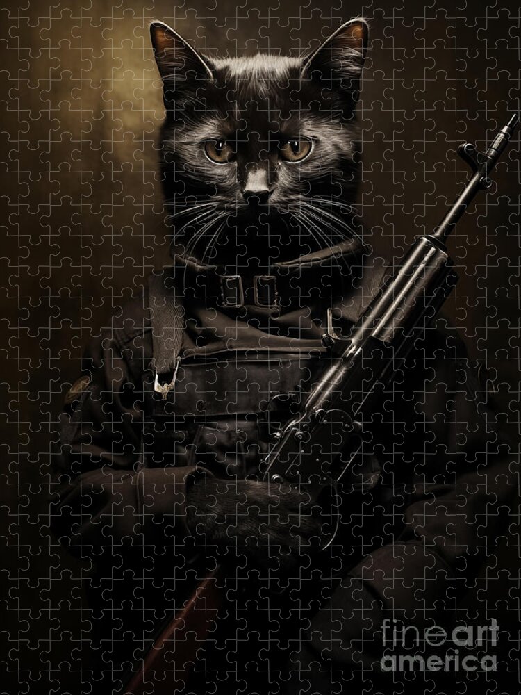 Black Cat with Gun: A Dramatic Jigsaw Puzzle Adventure