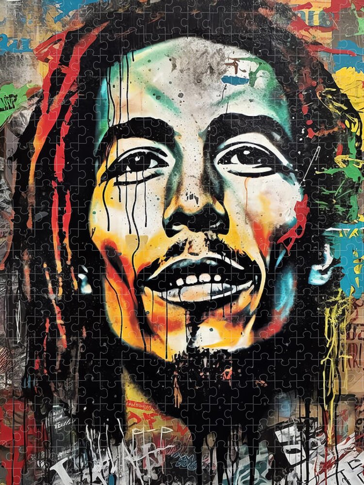 Bob Marley Graffiti Portrait Jigsaw Puzzle for Music & Art Fans