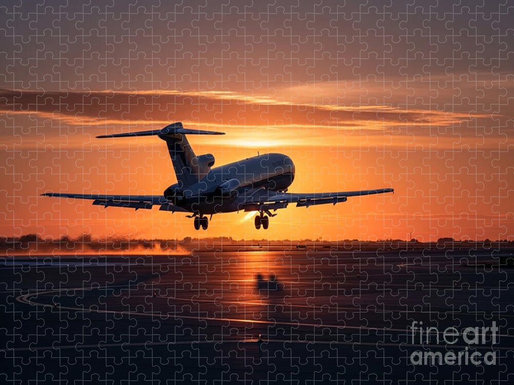 Boeing 727 Sunrise Takeoff Jigsaw Puzzle: Aviation Magic