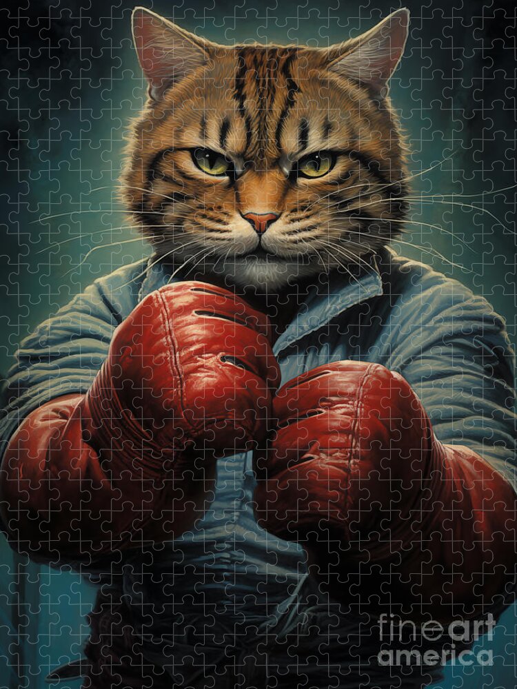 Boxing Gloves Cat Jigsaw Puzzle: Whimsical and Detailed