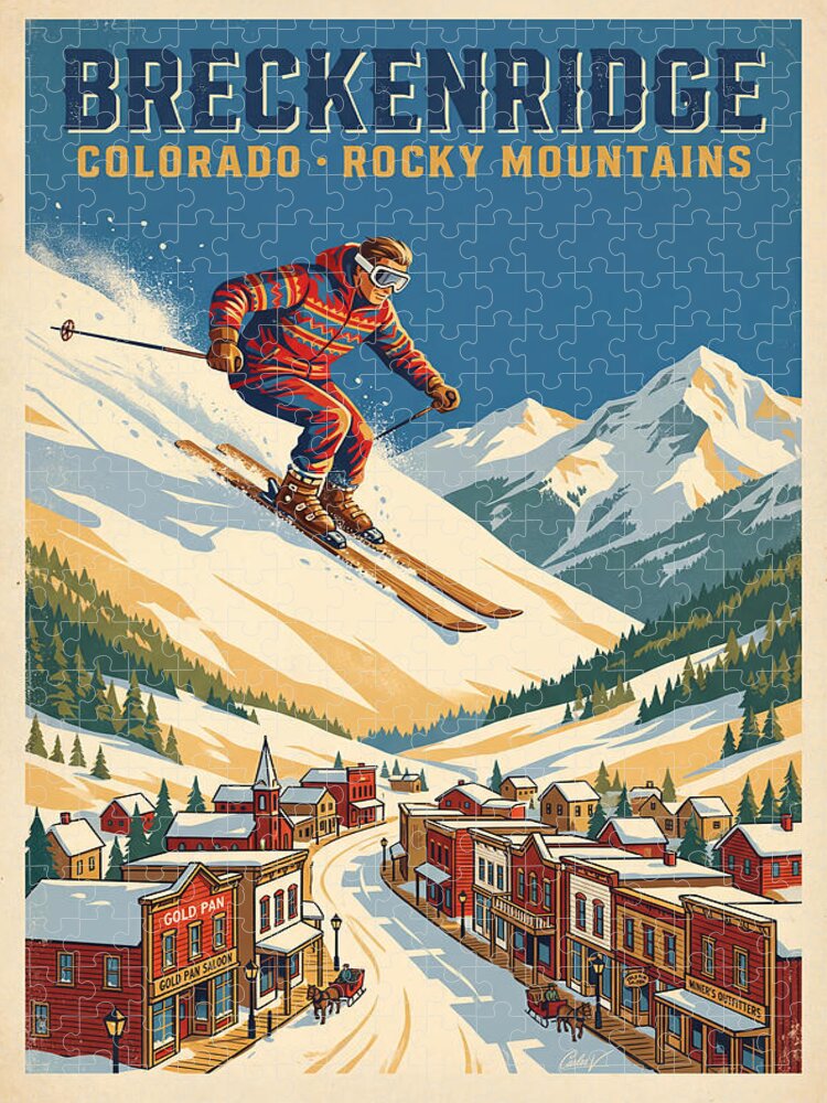 Carlos V Puzzles   Vintage Ski Posters Classic Alpine American Ski Resorts   Fine Art America