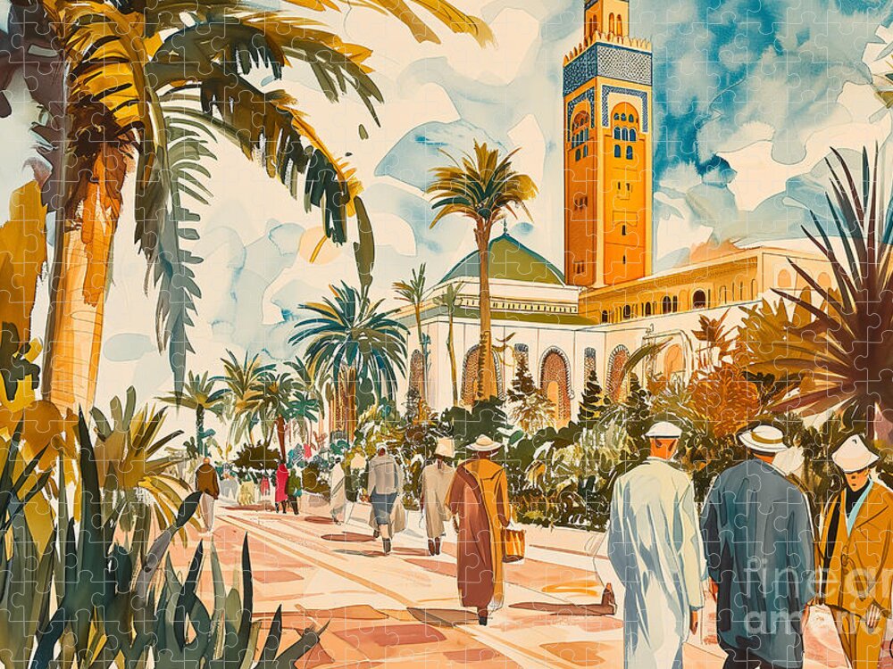 Casablanca Vintage Travel Jigsaw Puzzle: Illustrated Adventure