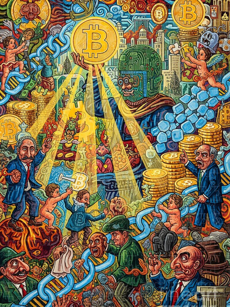 Chaotic Bitcoin Illustration Jigsaw Puzzle by Carlos V