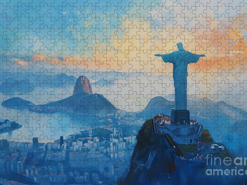 Christ the Redeemer Sunrise Jigsaw Puzzle: Rio de Janeiro Skyline