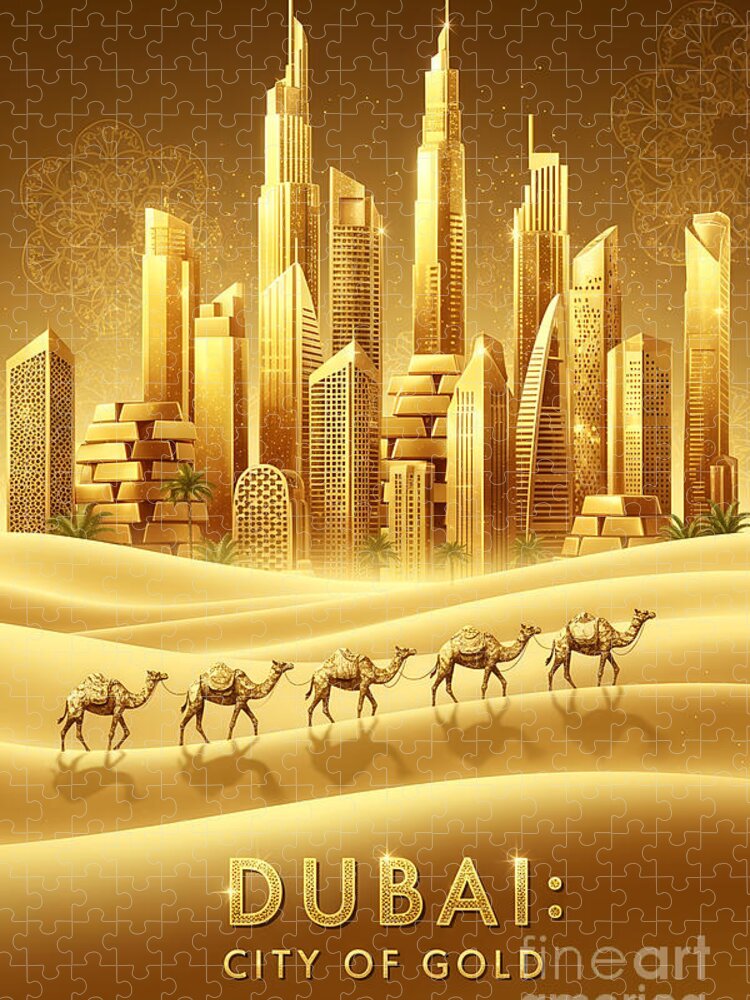 City of Gold Jigsaw Puzzle: A Luxurious Dubai Skyline Experience