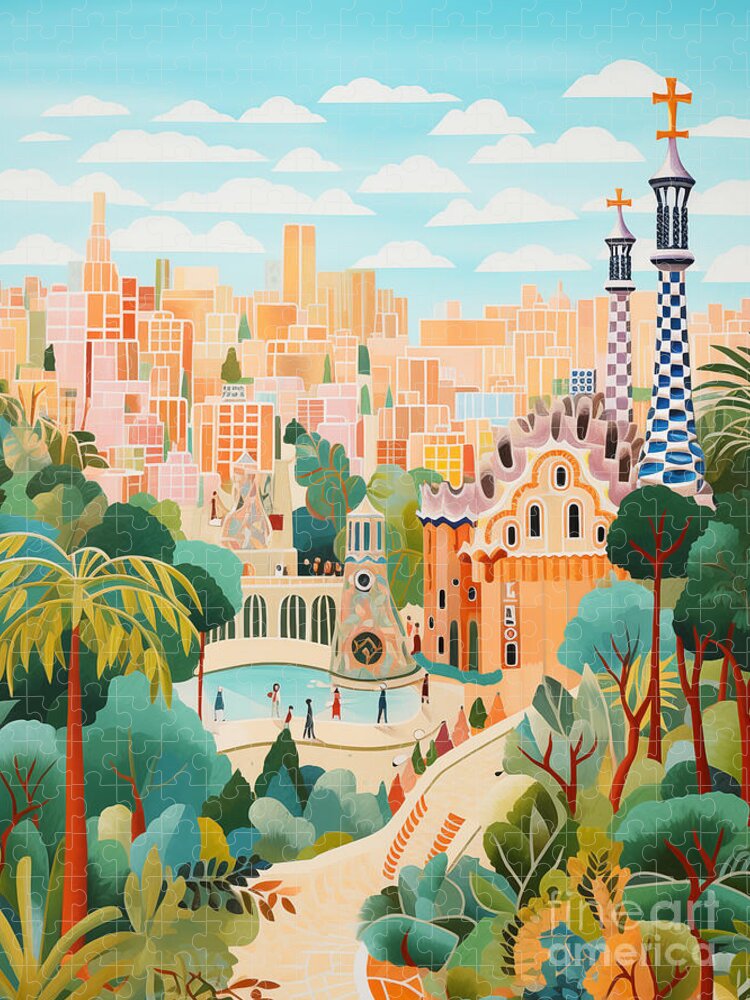 Colorful Barcelona Jigsaw Puzzle: A Whimsical Cityscape Adventure