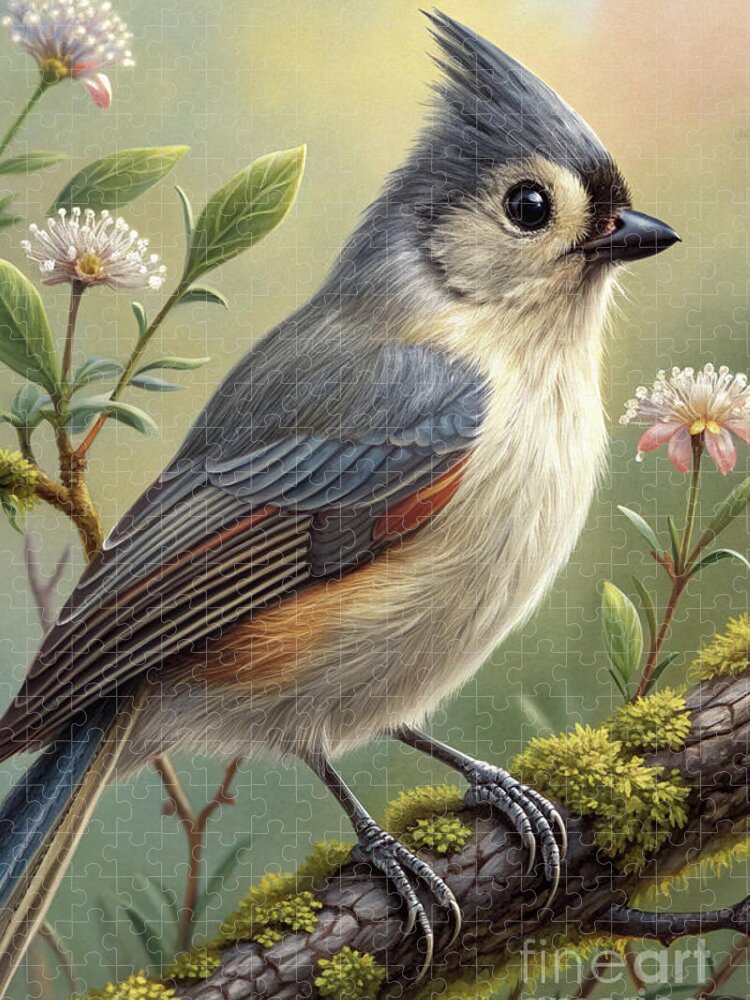 Serene Titmouse Bird on a Branch Jigsaw Puzzle