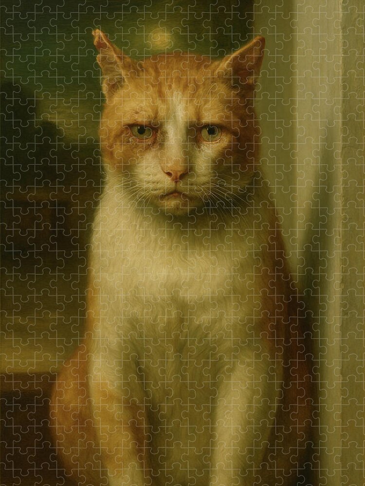 Contemplative Sad Orange Cat Jigsaw Puzzle: A Study in Mood