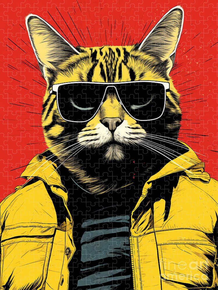Cool Cat in Shades Jigsaw Puzzle: Retro Vibes for Puzzle Lovers