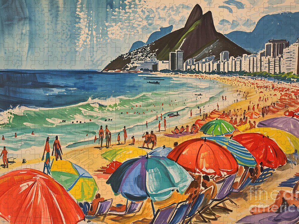 Copacabana Bliss Jigsaw Puzzle: Vibrant Rio Beach Scene