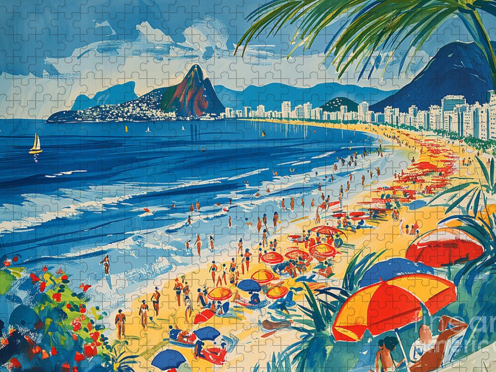 Copacabana Radiance: Lively Rio Beach Jigsaw Puzzle