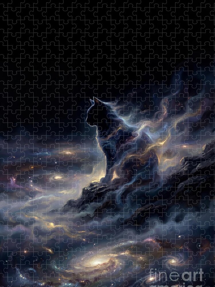 Cosmic Feline Guardian of the Night Jigsaw Puzzle