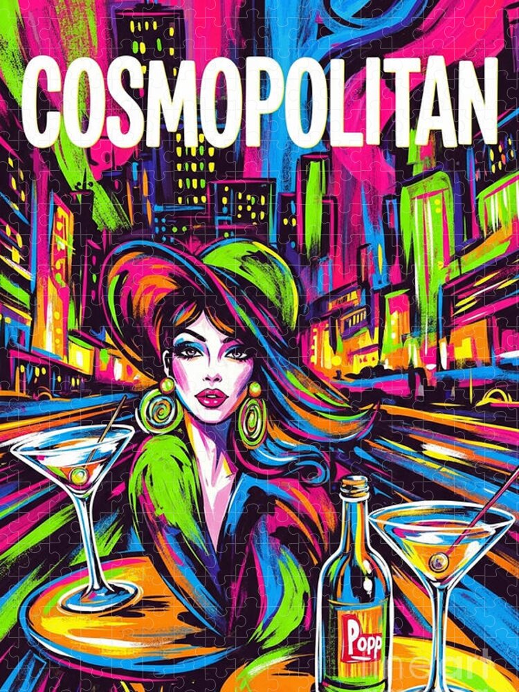 Cosmopolitan Retro Art Jigsaw Puzzle: Vibrant City Nights
