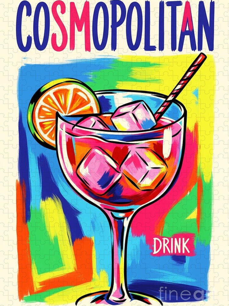 Cosmopolitan Cocktail Jigsaw Puzzle: Vibrant Poster by Carlos V