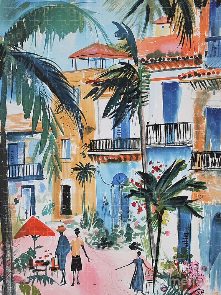 Cuba Automotive Heritage Jigsaw Puzzle: A Charming Street Scene