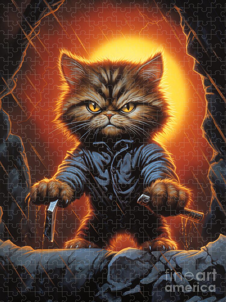 Dangerous Kitty Jigsaw Puzzle: Fiery Feline Action