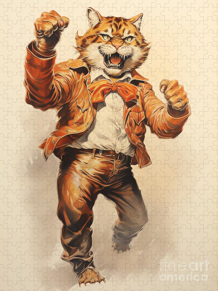 Dapper Tiger Jigsaw Puzzle: Whimsical Fun in Whisker Wonderland