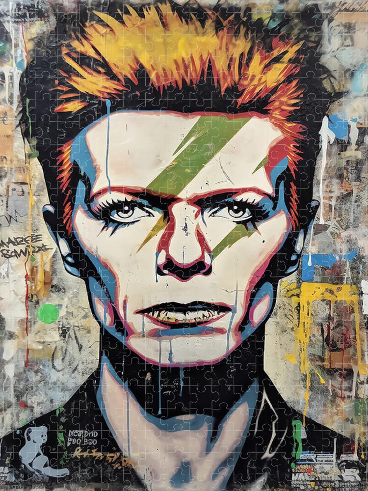 David Bowie Graffiti Portrait Jigsaw Puzzle: Iconic Street Art