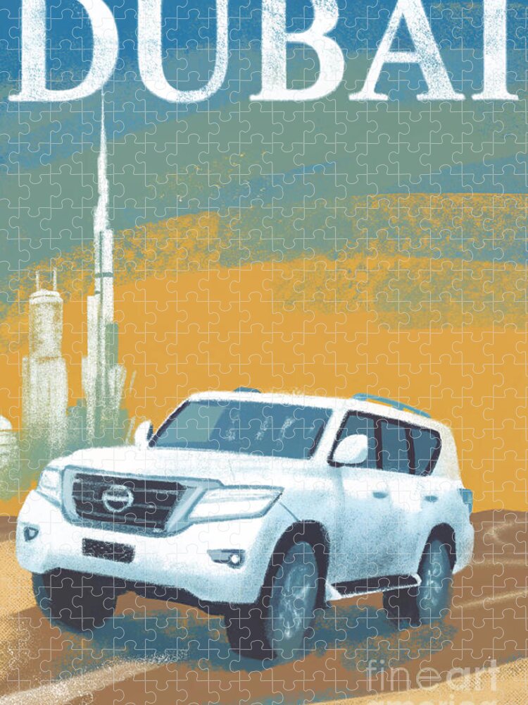 Dubai Crayon Style Jigsaw Puzzle: Desert Adventure Awaits