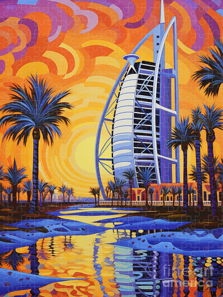 Dubai Modern Marvels Jigsaw Puzzle: Iconic Architecture at Sunset