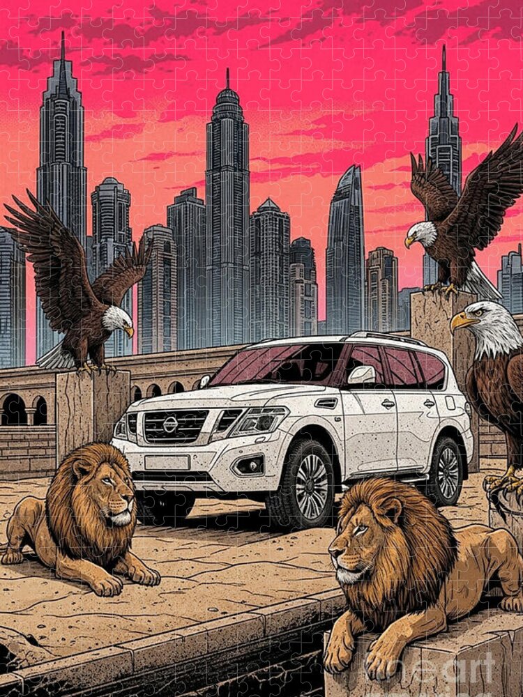 Dubai Power Jigsaw Puzzle: Urban Majesty and Wildlife Fusion