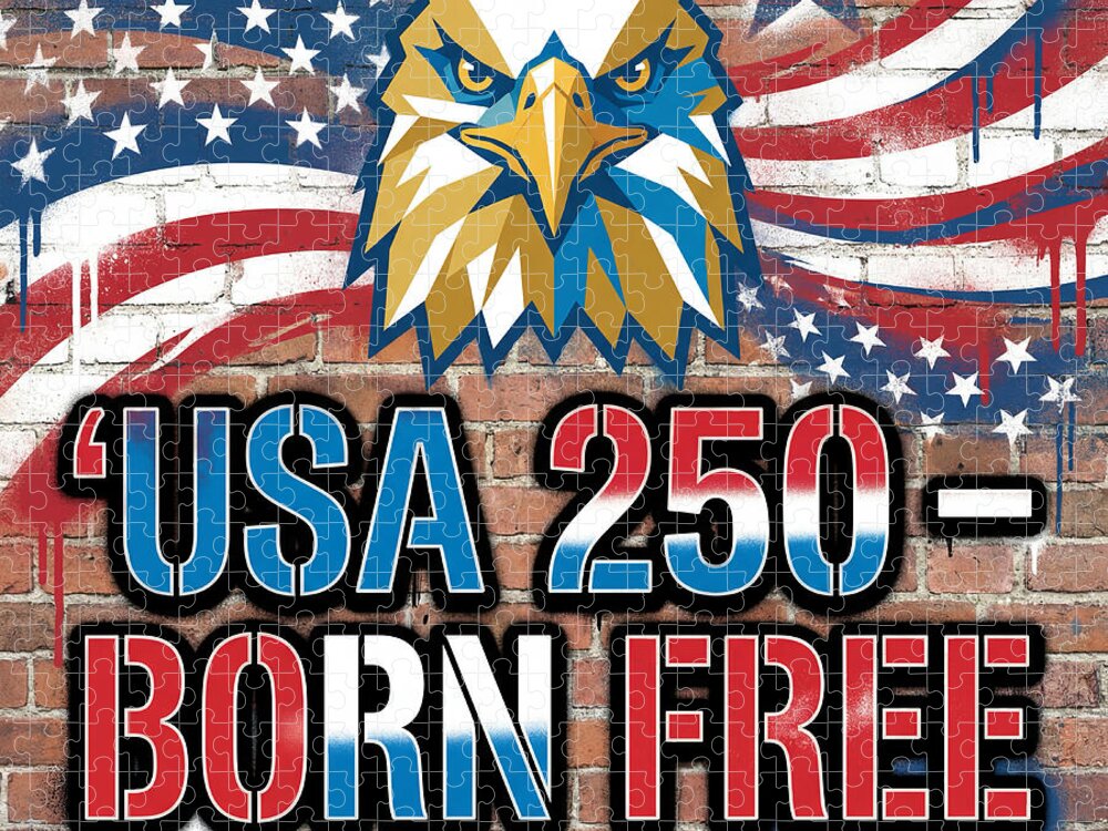 Eagle USA 250 Banner Jigsaw Puzzle: Patriotic Artwork