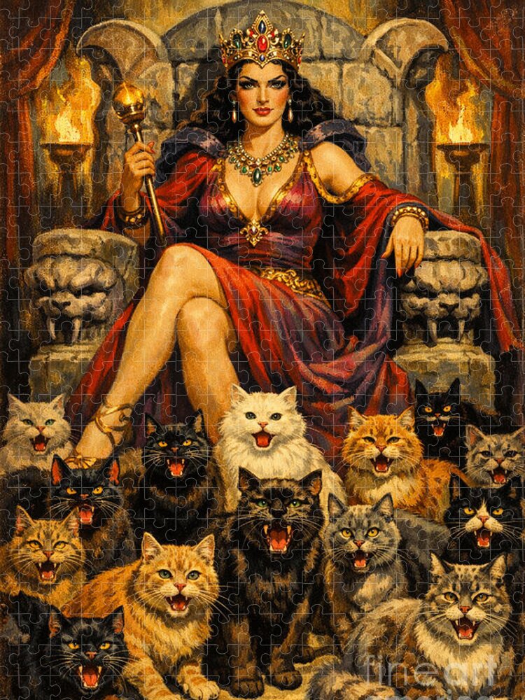 Empress of Whiskers Jigsaw Puzzle: A Captivating Cat Fantasy