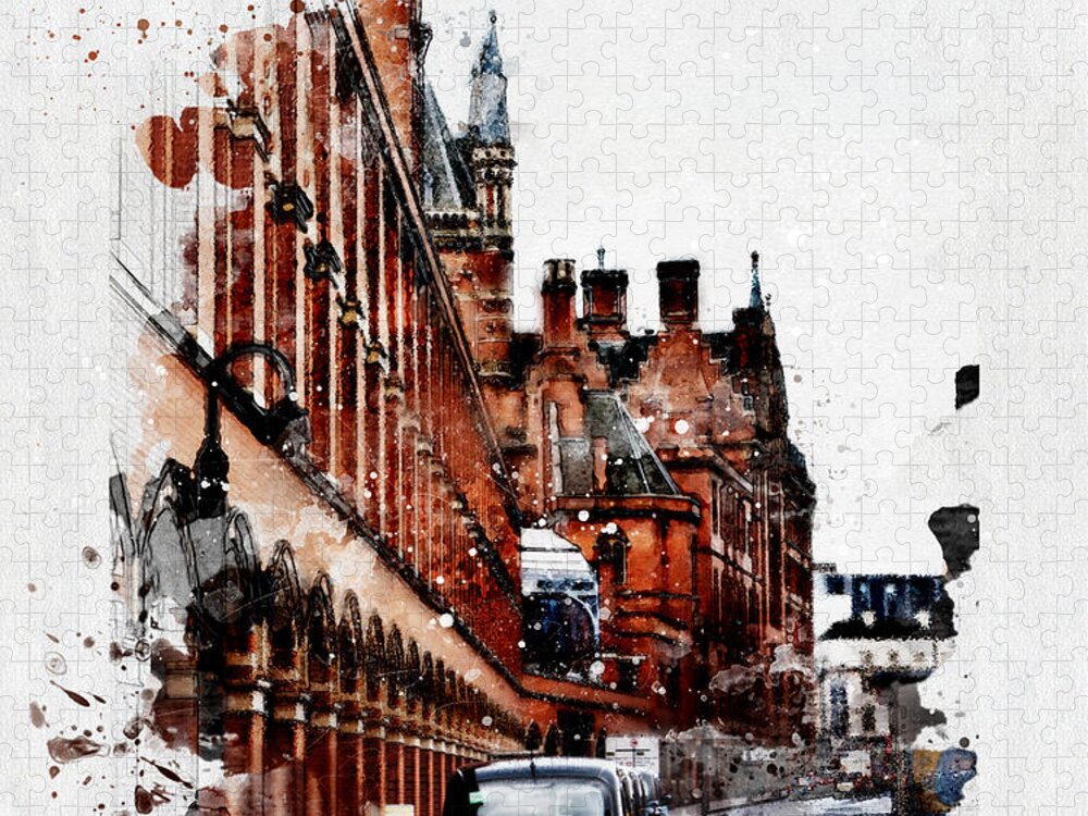 London Street Watercolor Jigsaw Puzzle: A Nostalgic Urban Scene